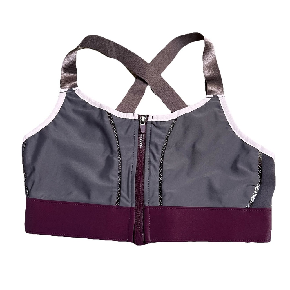 Fabletics High Impact Bra XS Purple‎ Zip Front Hook Eye Zoe Adjustable Straps
